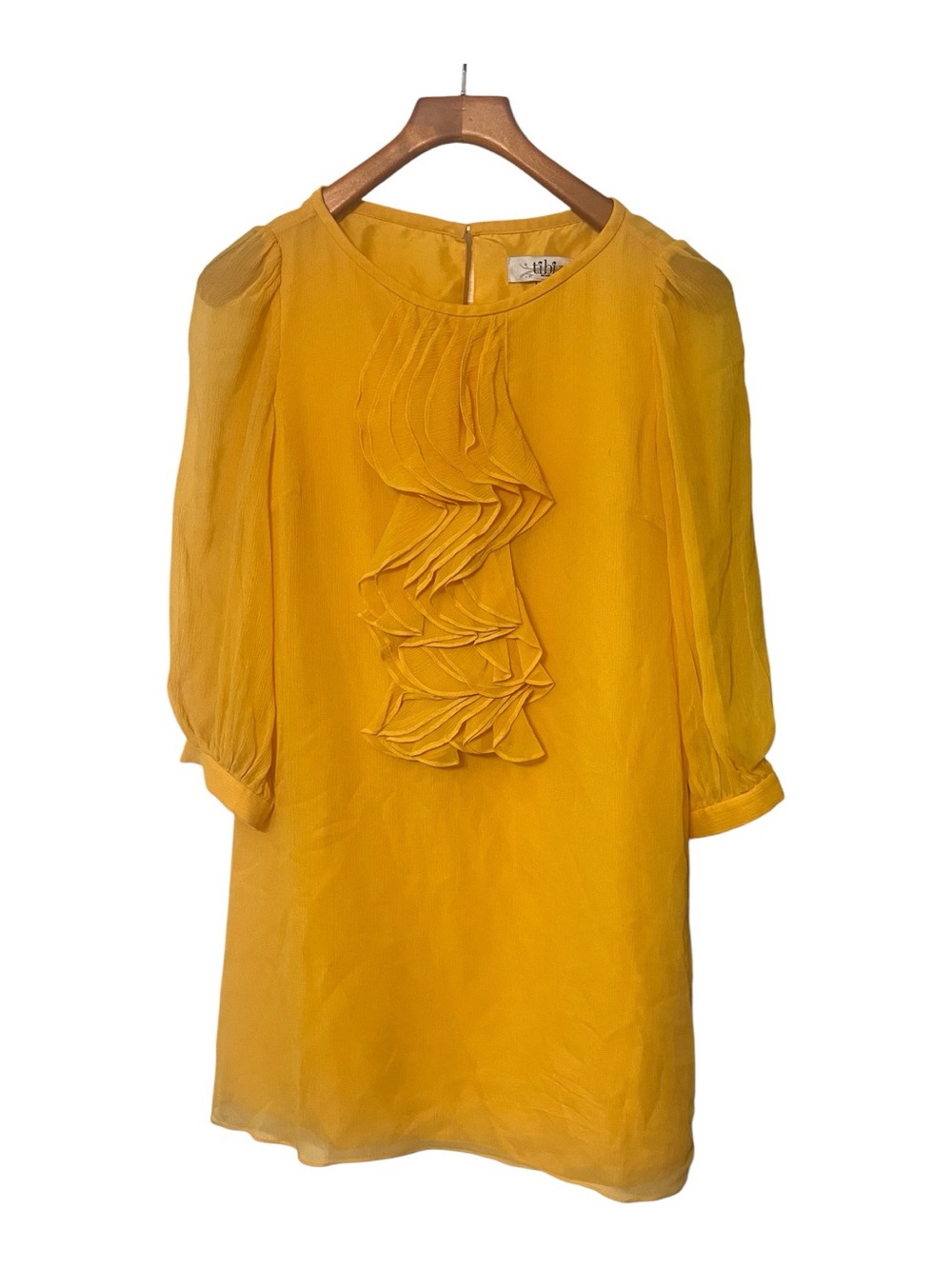 vintage Tibi yellow silk shift mini dress